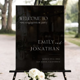 Einfache, moderne Black Engagement Party Willkomme Acrylschild