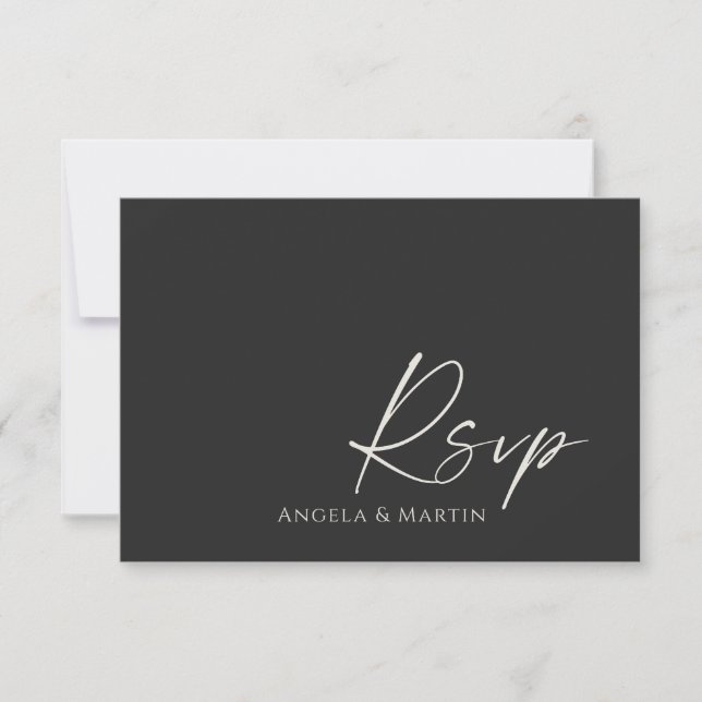 Einfache moderne Black Ivory Wedding RSVP Card (Vorderseite)