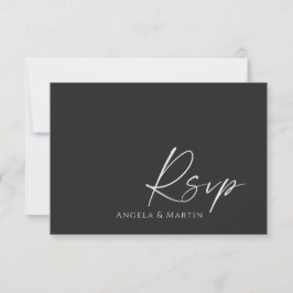 Einfache moderne Black Ivory Wedding RSVP Card Karte