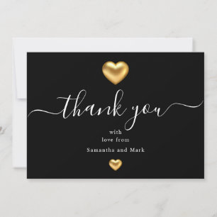 Einfache moderne Black Wedding Gold Heart Flat Car Einladung