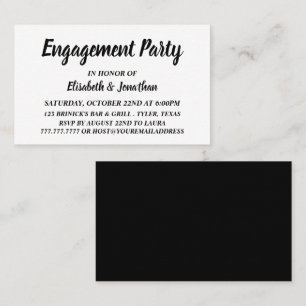 Einfache/moderne Black/White-Engagement-Party-Tick Visitenkarte