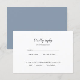 Einfache, moderne, blaue Hochzeit RSVP Einladung