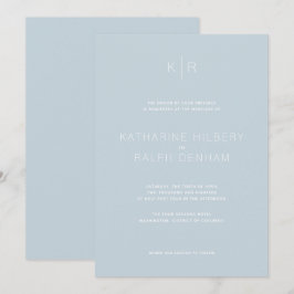 Einfache, moderne, blaue Hochzeitsfeier Einladung