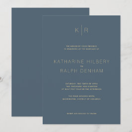 Einfache, moderne, blaue Hochzeitsreise Einladung