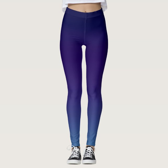 Einfache moderne Blaue Marine Gradient Leggings (Vorderseite)