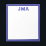 Einfache moderne Blaue Monogramm Notizblock<br><div class="desc">Erstellen Sie Ihre eigene personalisierte Monogramm-Schreibmaschine mit Ihren eigenen Initialen oder Namen in moderner minimalistischer Typografie.</div>