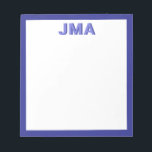 Einfache moderne Blaue Monogramm Notizblock<br><div class="desc">Erstellen Sie Ihre eigene personalisierte Monogramm-Schreibmaschine mit Ihren eigenen Initialen oder Namen in moderner minimalistischer Typografie.</div>