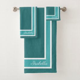 Einfache moderne blaue Türkis Badhandtuch Set