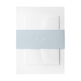 Einfache moderne, blaue und weiße Monogramm Einladungsbanderole
