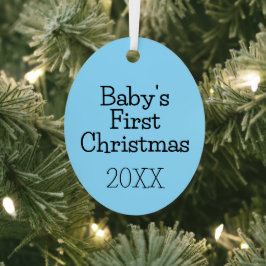 Einfache moderne Blue Baby's erstes Weihnachtsjahr Ornament Aus Metall
