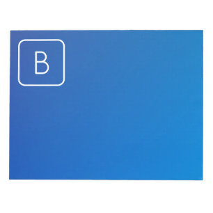 Einfache moderne Blue Ombre Gradient & Monogram Notizblock