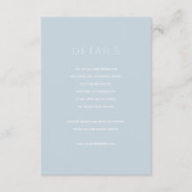 Einfache, moderne Blue Wedding Details Card