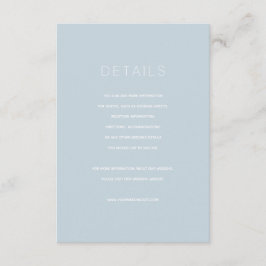 Einfache, moderne Blue Wedding Details Card Begleitkarte