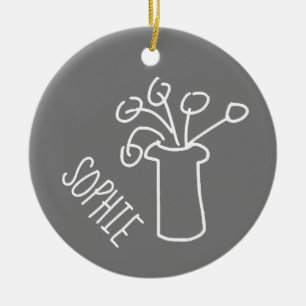 Einfache moderne Blume weiß Keramik Ornament