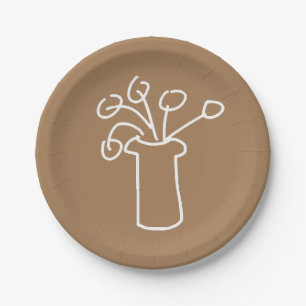 Einfache moderne Blume weiß Pappteller