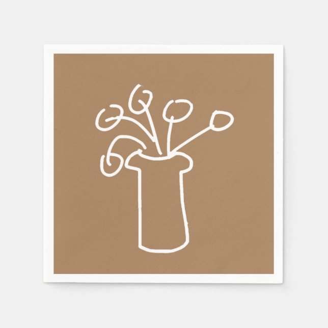 Einfache moderne Blume weiß Serviette (Vorderseite)