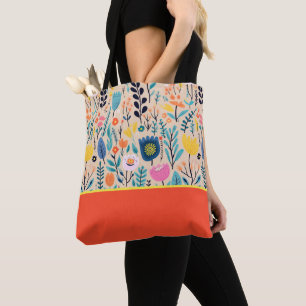 Einfache moderne Blumen-Volks-kunst, Farbblock Tasche