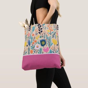 Einfache moderne Blumen-Volksart, Farbblock Tasche