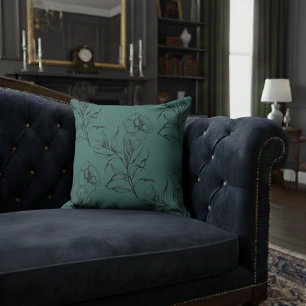 Einfache moderne Blumenmuster Aquamarin Kissen