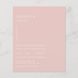 Einfache, moderne Blush Hochzeitseinladung