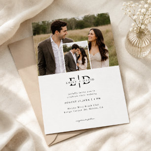 Einfache moderne Boho-Hochzeit mit 2 Fotos Einladung