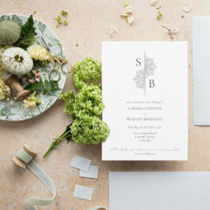 Einfache moderne Boho Monogram Mandala Wedding Einladung