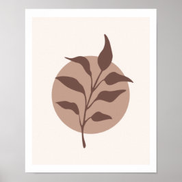Einfache moderne botanische Blume Leaf auf Tan Cir Poster