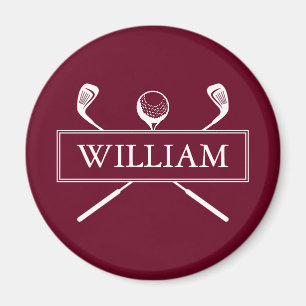 Einfache moderne Burgund Individuelle Name Golf Ba Magnet