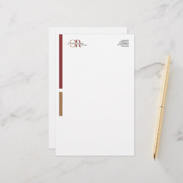 Einfache moderne Burgundy Gold Monogram Briefpapier
