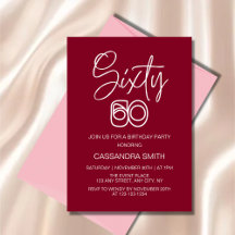 Einfache moderne Burgundy Typografie 60. Geburtsta