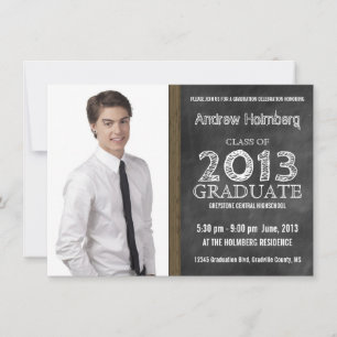 Einfache moderne Chalk und Chalkboard Foto Grad Einladung