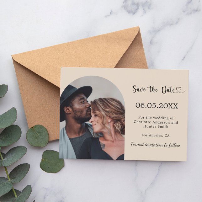 Einfache moderne Champagner-Foto-Hochzeit Save The Date (Von Creator hochgeladen)