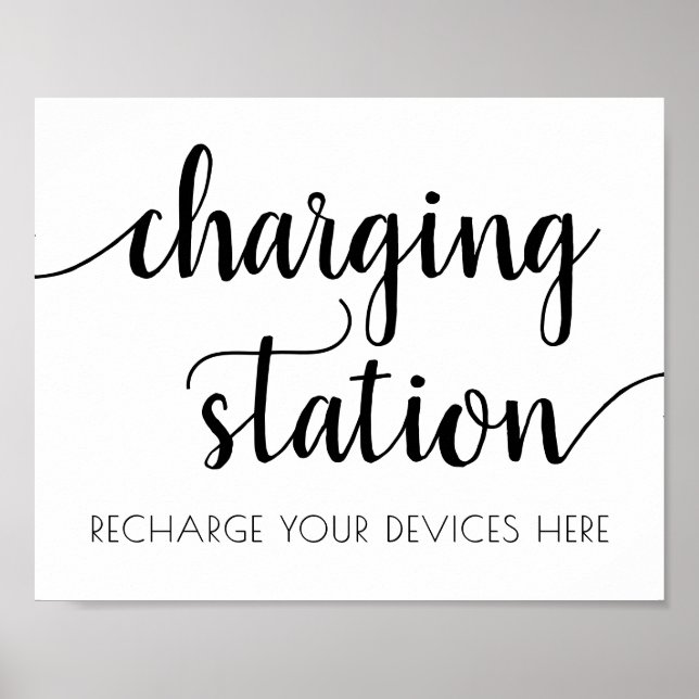 Einfache moderne Charge-Station | Schwarze Skripts Poster (Vorne)