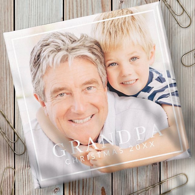 Einfache moderne Chic Frame Grandpa Foto Urlaub Magnet (Von Creator hochgeladen)