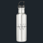 Einfache moderne Chic Monogram Personalisiert Edelstahlflasche<br><div class="desc">Einfache, moderne, Personalisierte Edelstahlflasche mit Monogramm-Chic</div>
