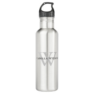 Einfache moderne Chic Monogram Personalisiert Edelstahlflasche