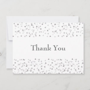 Einfache moderne Chic Silver Heart Confetti Dankeskarte