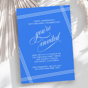 Einfache moderne Cobalt Blue Birthday Party Einladung