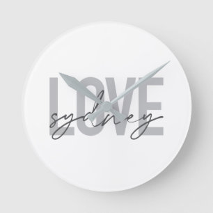 Einfache, moderne, coole, urbane Design Liebe Sydn Runde Wanduhr
