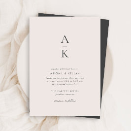 Einfache moderne creme graue Monogramm Hochzeit Einladung