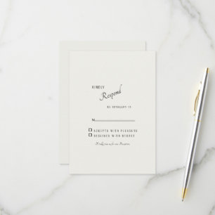 Einfache moderne cremefarbene Hochzeits-RSVP RSVP Karte