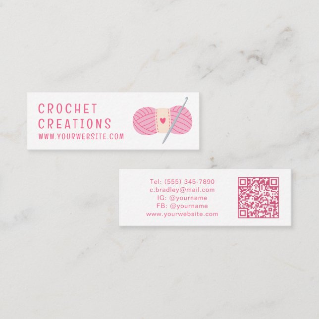 Einfache moderne Crochet QR Code Croching Mini Visitenkarte (Vorne/Hinten)