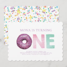 Einfache moderne Donut-Einladung zum Geburtstag