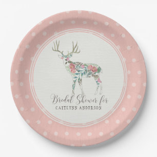 Einfache moderne Dot Pattern Blumengestelle Rose D Pappteller