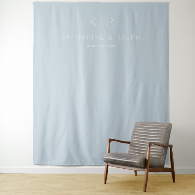 Einfache moderne, dunkelblaue Monogramm-Hochzeitsk Wandteppich (Beispiel)