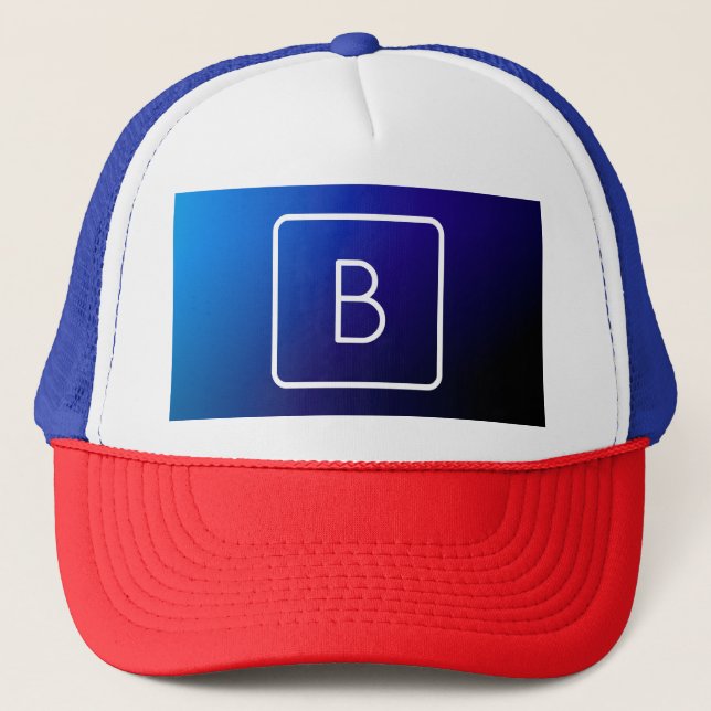 Einfache moderne dunkle blaue Ombre Gradient & Mon Truckerkappe (Vorderseite)