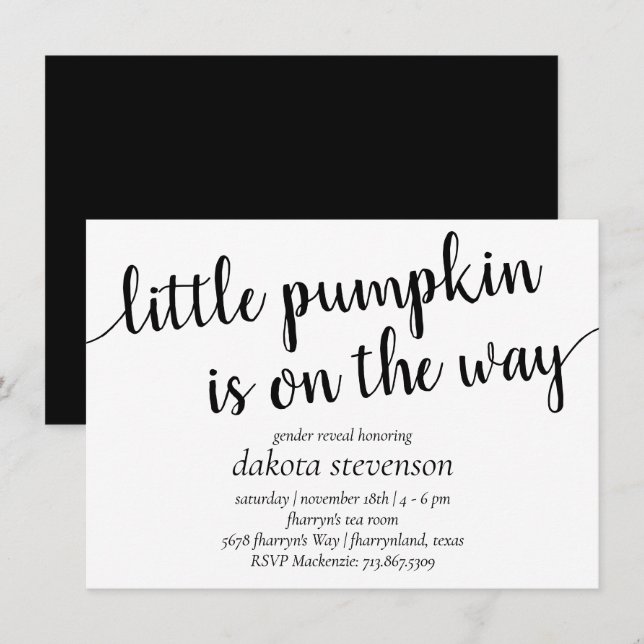 Einfache moderne Dusche | Blüh Little Pumpkin Einladung (Vorne/Hinten)