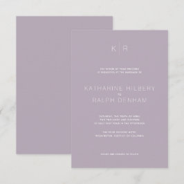 Einfache moderne Dusty Lilac Hochzeitseinladung Einladung
