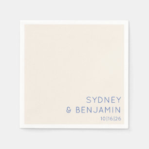 Einfache moderne Ecru Blue Minimal Custom Wedding Serviette