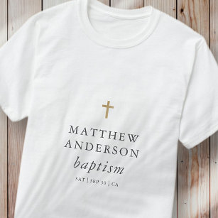 Einfache moderne Elegant Cross Baby Taufe T-Shirt